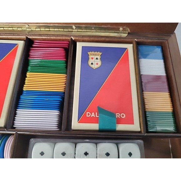 RARE Dal Negro Treviso - Playing Card Game Poker Set w/ Unique Enamel Top! - Picture 12 of 16